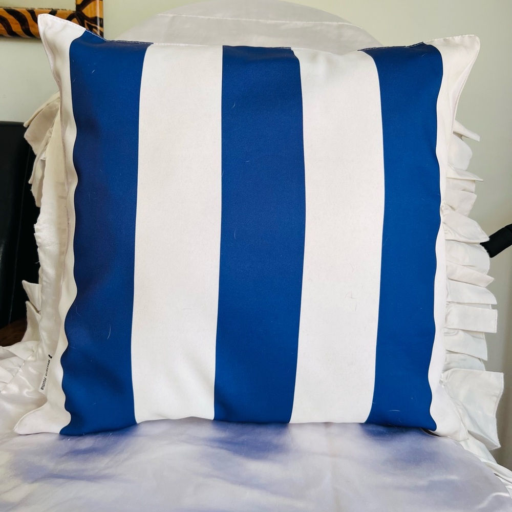 Blue and White Striped Pillow